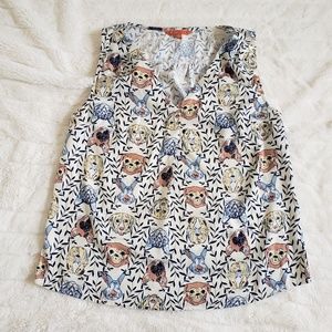 S Modcloth Animal Print Sleeveless Blouse